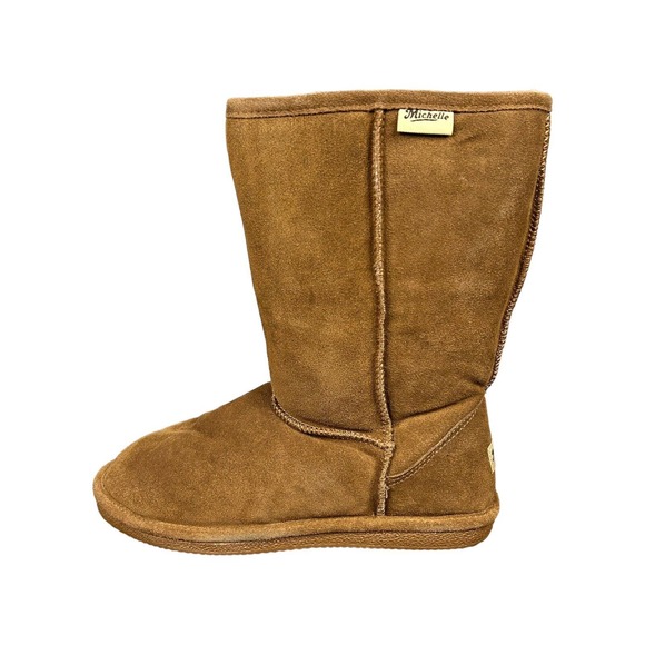 Michelle Size 10 Eva Comfort Fur Round Toe Mid Calf Winter Boot Tan Brown NEW - Picture 1 of 5